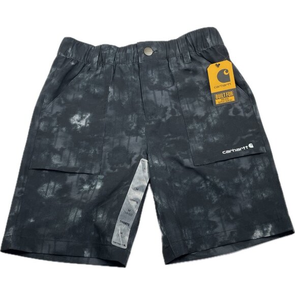 Carhartt Other - Carhartt Shorts Boys M 10 12 Black Tie-Dye Flat Front Elastic Waist APP1859